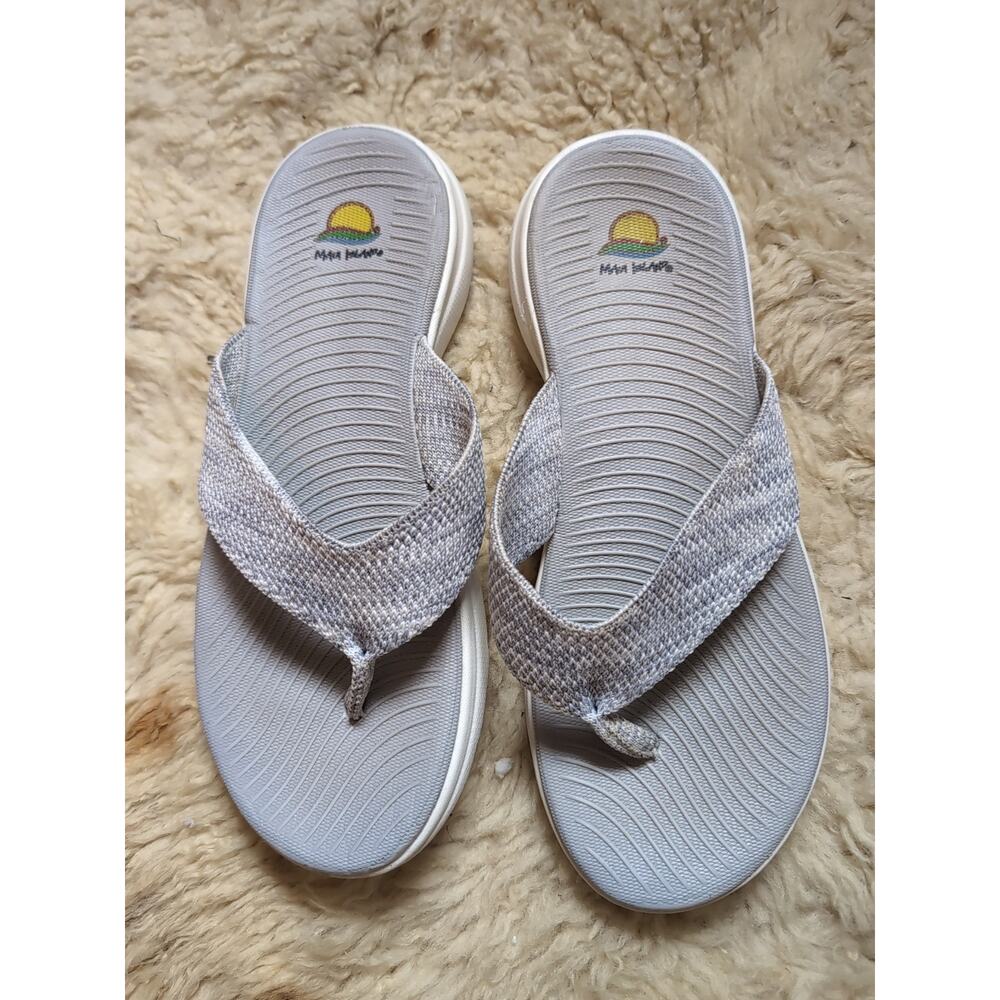 Maui Island Waves Women's Sz 8 Stretch Nylon Comfort Gray Sandals Flip Flops